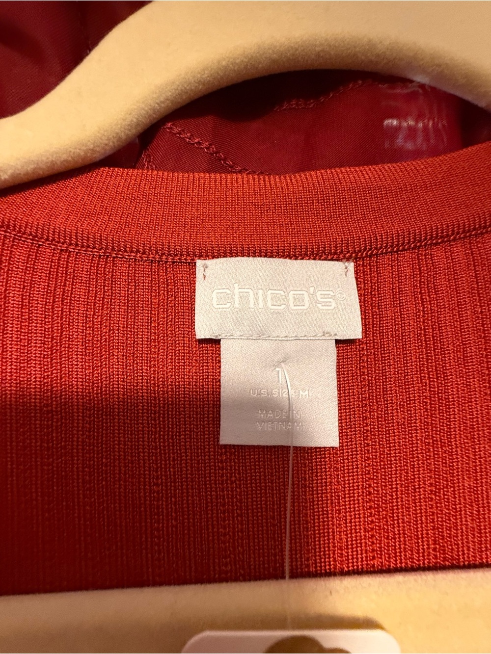 Chico's Long Ribbed Button-Front Cardigan in Rust Orange - Picture 3 of 9